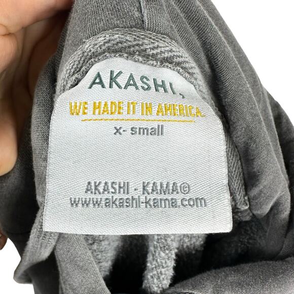 AKASHI-KAMA Gray Oversized Embroidered Logo Hooded Sweatshirt Men's Size XS - Picture 6 of 7